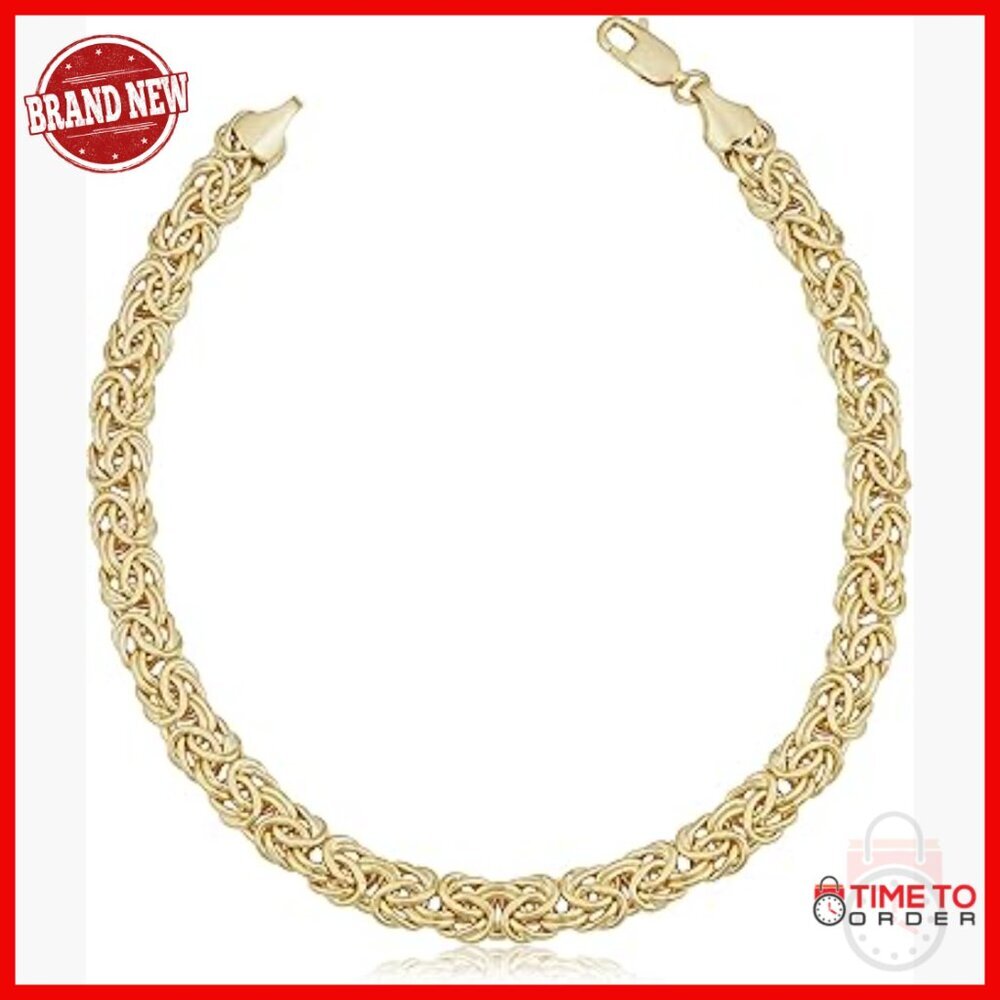Solid 14k Gold Filled Byzantine Bracelet 7.5  Inch Unisex